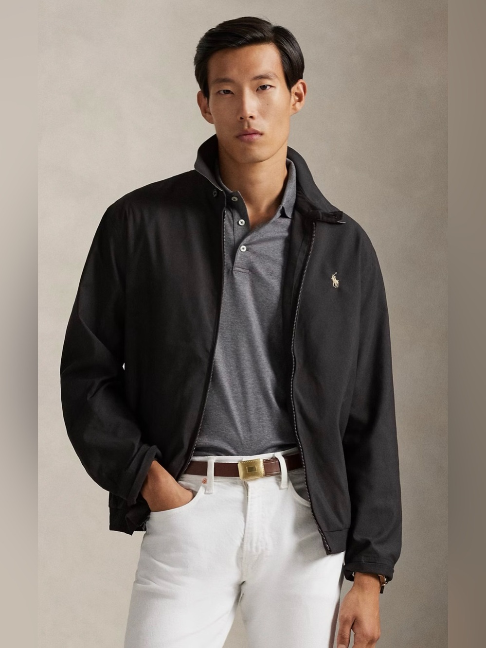 NWT Polo Ralph Lauren BLACK Twill Bi Swing Full Zip Windbreaker Style Jacket